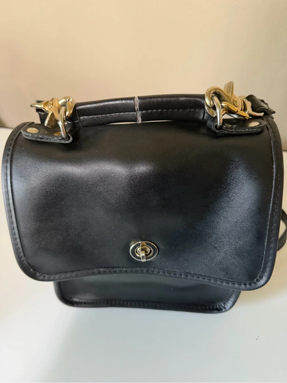 Vintage Coach Black Leather Pocket Bag - Made in the USA